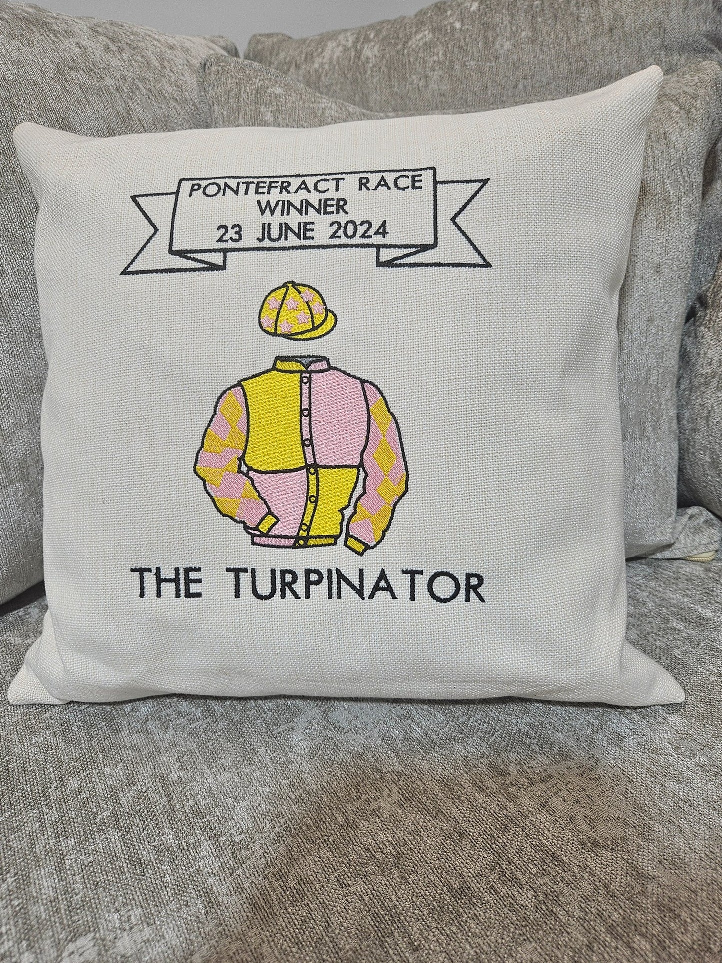 Embrodered Silks Winners Cushions